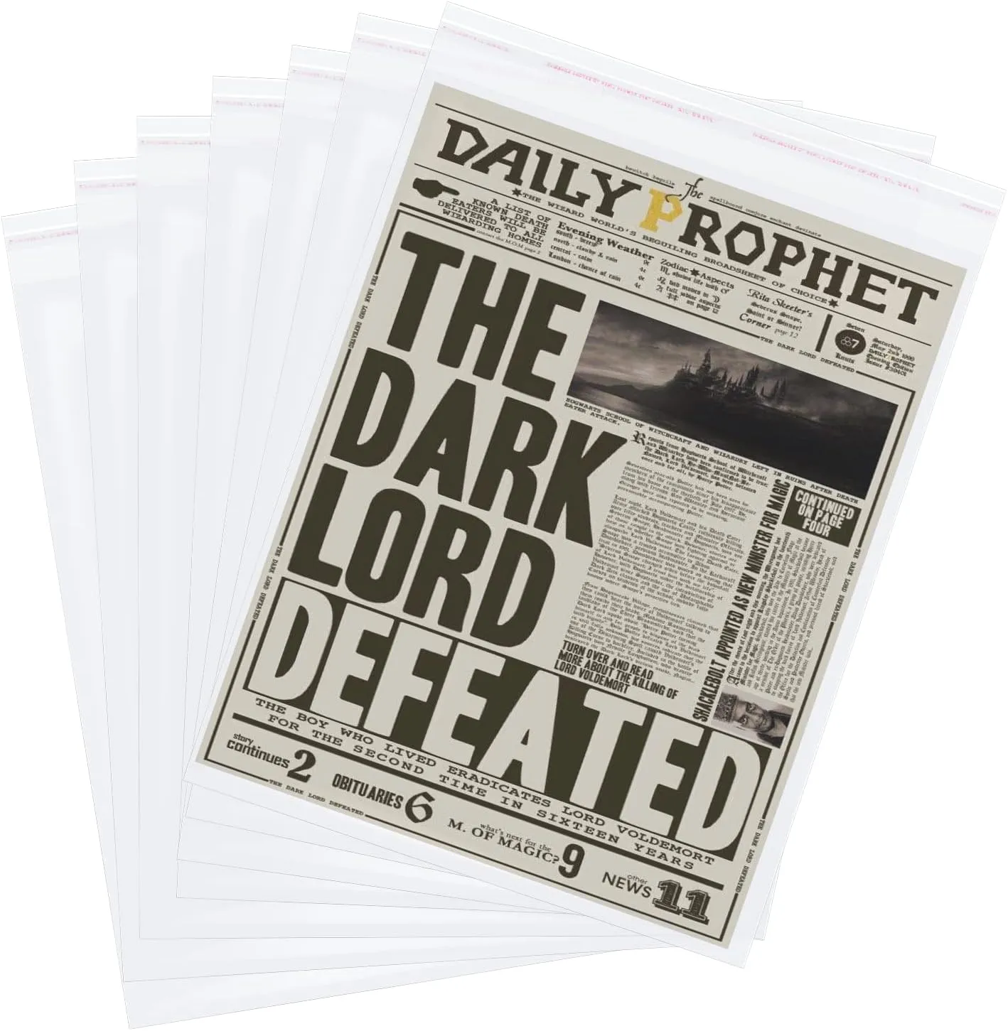 100 Pieces 13" x 18" Newspaper Sleeves Preservation 2 Mil Self-Adhesive Newspaper Plastic Bags Resealable Clear Bags for Newspaper