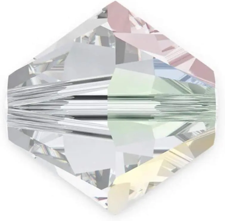 100pcs Authentic Preciosa 6mm Faceted Bicone Crystal Loose Beads Crystal AB Compatible with Swarovski 5301/5328 for DIY Jewelry Making Pre-B602