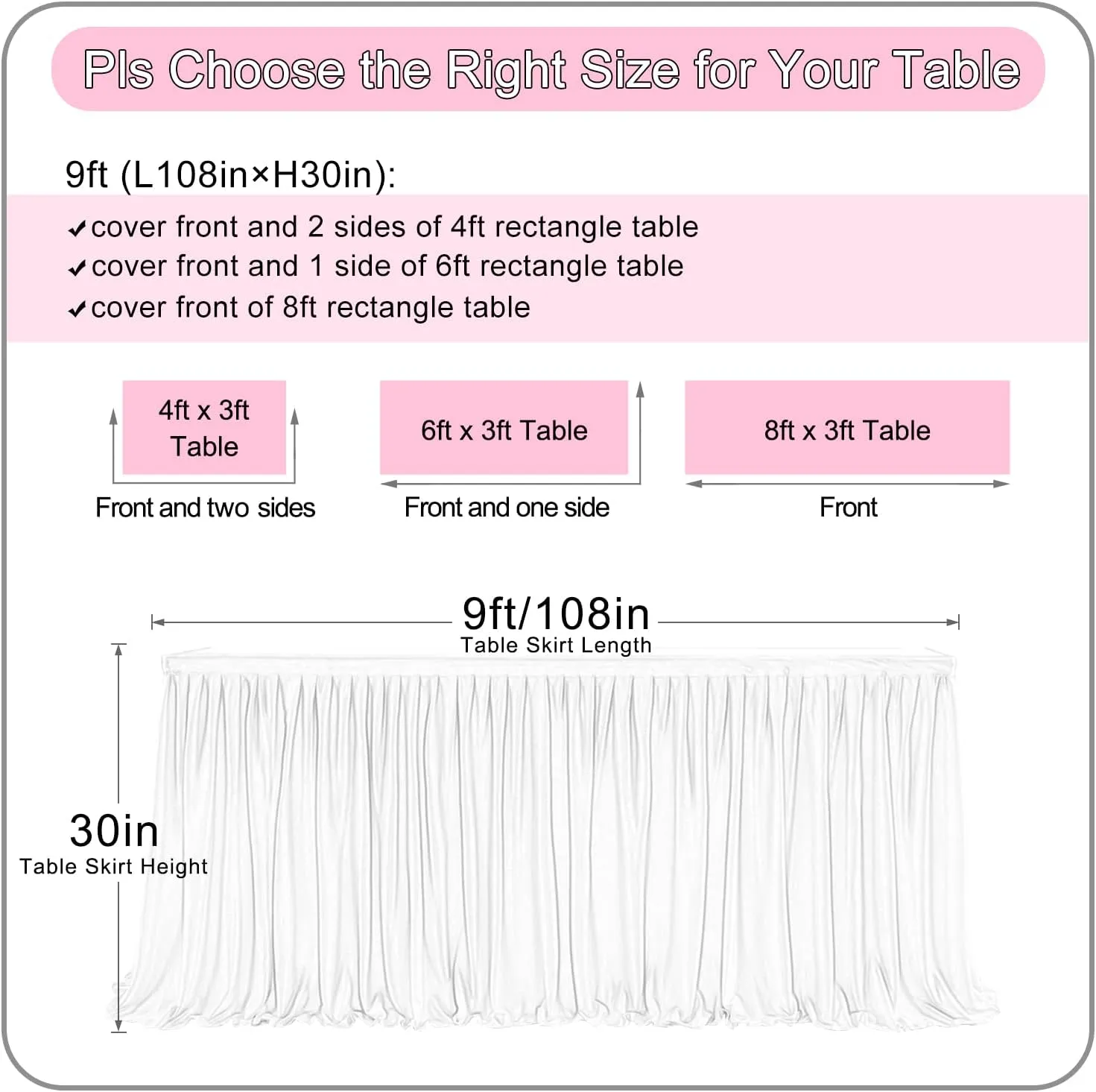 108in Black Tulle Table Skirts for Rectangle Tables 4/6/8ft, 2-Layer Gold Grim Ruffle Tulle Tutu Cloth Table Skirt 9ft Long Decor Birthday Party Wedding Graduation Cake Dessert(No Table Cover)