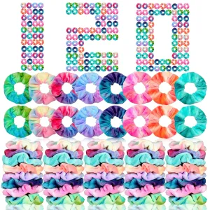 120 Pcs Velvet Scrunchies for Women Scrunchies Bulk Soft Elastic Scrunchy Hair Ties Cute Hairbands and Ponytail Holders Hair Accessories for Women(Tie Dye)