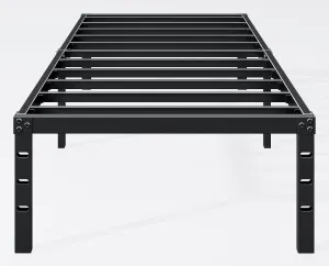 14 Inch Twin Bed Frame - Sturdy Metal Platform Twin Size, No Box Spring Needed, Heavy Duty, Easy Assembly, Strong Bearing Capacity, Under Bed Storage, Black