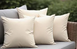 18" x 18" Throw Pillows, Outdoor Waterproof Pillows with Inserts, Square Decorative Pillows for Patio Furniture Garden Couch Sofa Home(Light Khaki, Set of 4)