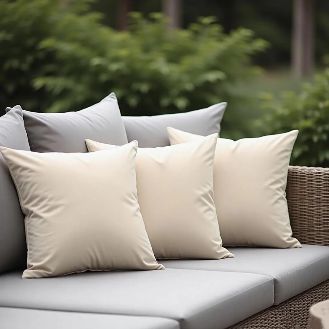 18" x 18" Throw Pillows, Outdoor Waterproof Pillows with Inserts, Square Decorative Pillows for Patio Furniture Garden Couch Sofa Home(Light Khaki, Set of 4)
