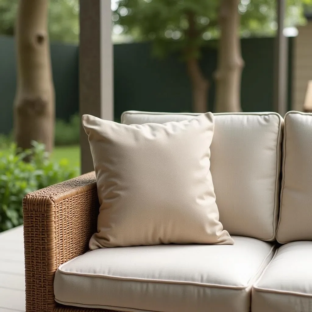 18" x 18" Throw Pillows, Outdoor Waterproof Pillows with Inserts, Square Decorative Pillows for Patio Furniture Garden Couch Sofa Home(Light Khaki, Set of 4)