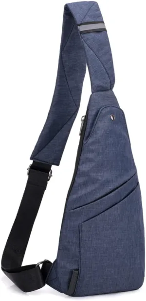 1Pc Men Casual Sling Bag Shoulder Backpack for Outdoor Sports Lightweight Chest Bag for Daily Use Crossbody Daypack Blue