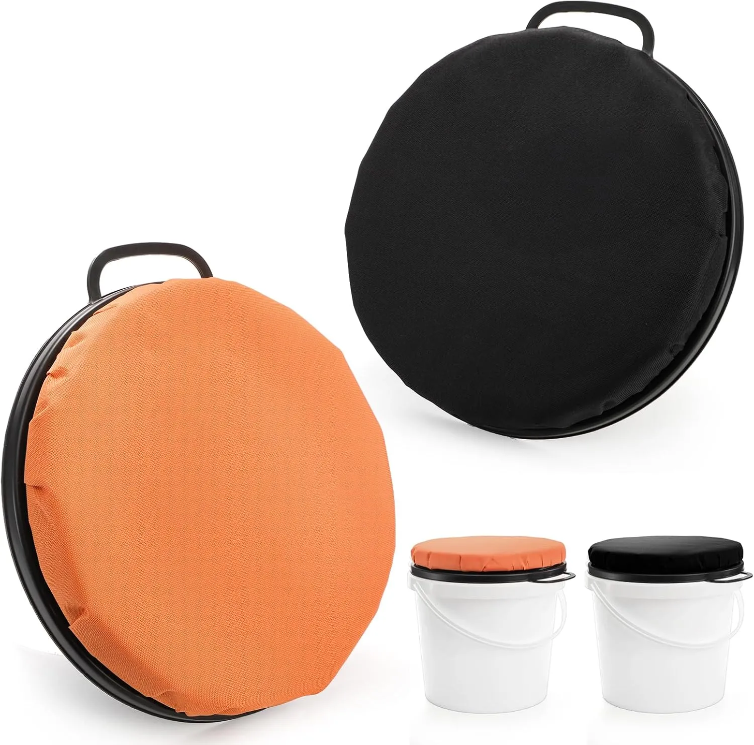2 Pack 5 Gallon 360-Degree Swivel Bucket Seat Cushion, Silent Bucket Seat Lid with Waterproof Padded Top for Cozy Sitting for Fishing, Gardening, Dove Duck Hunting, Camping