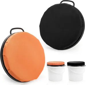 2 Pack 5 Gallon 360-Degree Swivel Bucket Seat Cushion, Silent Bucket Seat Lid with Waterproof Padded Top for Cozy Sitting for Fishing, Gardening, Dove Duck Hunting, Camping