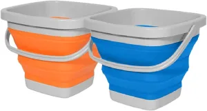 2 Pack Collapsible Plastic Bucket, Foldable Rectangular Tub for House Cleaning, Space Saving Outdoor Water Pot for Garden, Camping, Portable Fishing Water Pail (Size : 5L)
