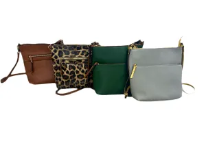 2-Zipper Pocket Leather Crossbody