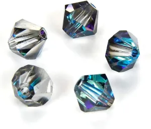 200pcs Authentic Preciosa 6mm Faceted Bicone Crystal Loose Beads Crystal Bermuda Blue Compatible with Swarovski 5301/5328 for DIY Jewelry Making Pre-B656