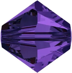 200pcs Authentic Preciosa Loose Faceted Bicone Crystal Beads 4mm Deep Tanzanite (Purple) Compatible with Swarovski Elements Crystals for Jewelry Making Pre-B434