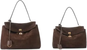 2025 Winter Suede Spliced Cowhide Lock Handheld Underarm Commuter Single Shoulder Tote Bag leather