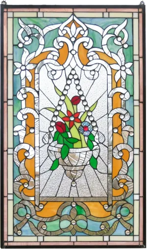 20.25" x 34.25" Large hanging Handcrafted stained glass window panel WL4120