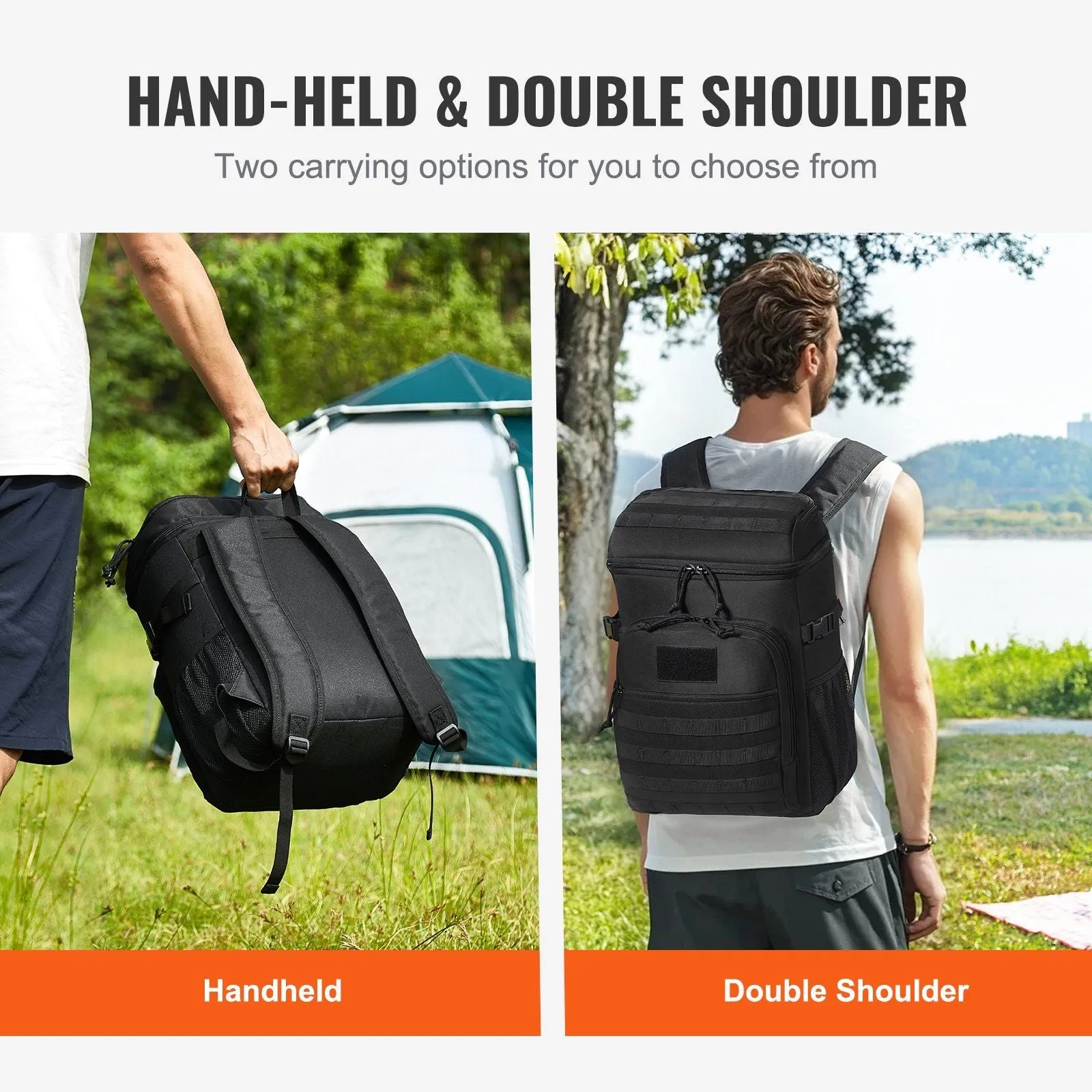 25L Insulated Lunch Bag with Molle Design and Multi-Pocket, 600D Cooler Lunch Box with Removable Storage Bags