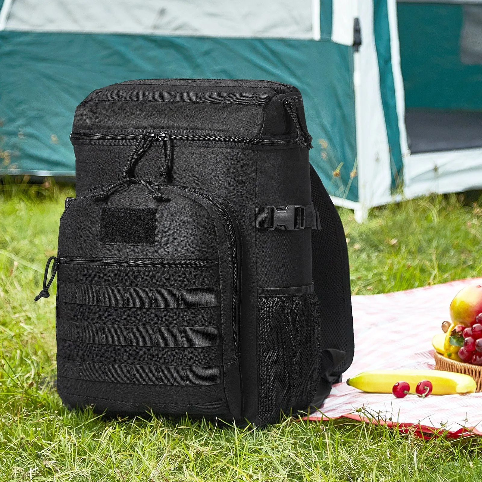 25L Insulated Lunch Bag with Molle Design and Multi-Pocket, 600D Cooler Lunch Box with Removable Storage Bags