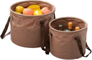 2PCS Collapsible Bucket 5 Gallon/20L & 3 Gallon/10L, Portable Camping Bucket, Foldable Basin Pail for Camping Fishing Hiking Traveling Backpacking Outdoor Car Washing Water Container