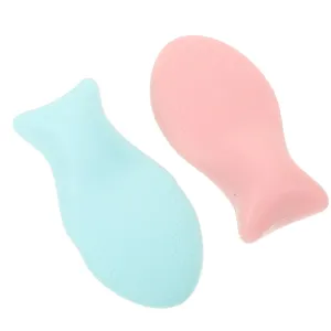 2pcs Silicone Powder Puff Makeup Sponge Fish Shaped Reusable Applicator Puff for Liquid Primer Foundation Cream Contour or Concealer