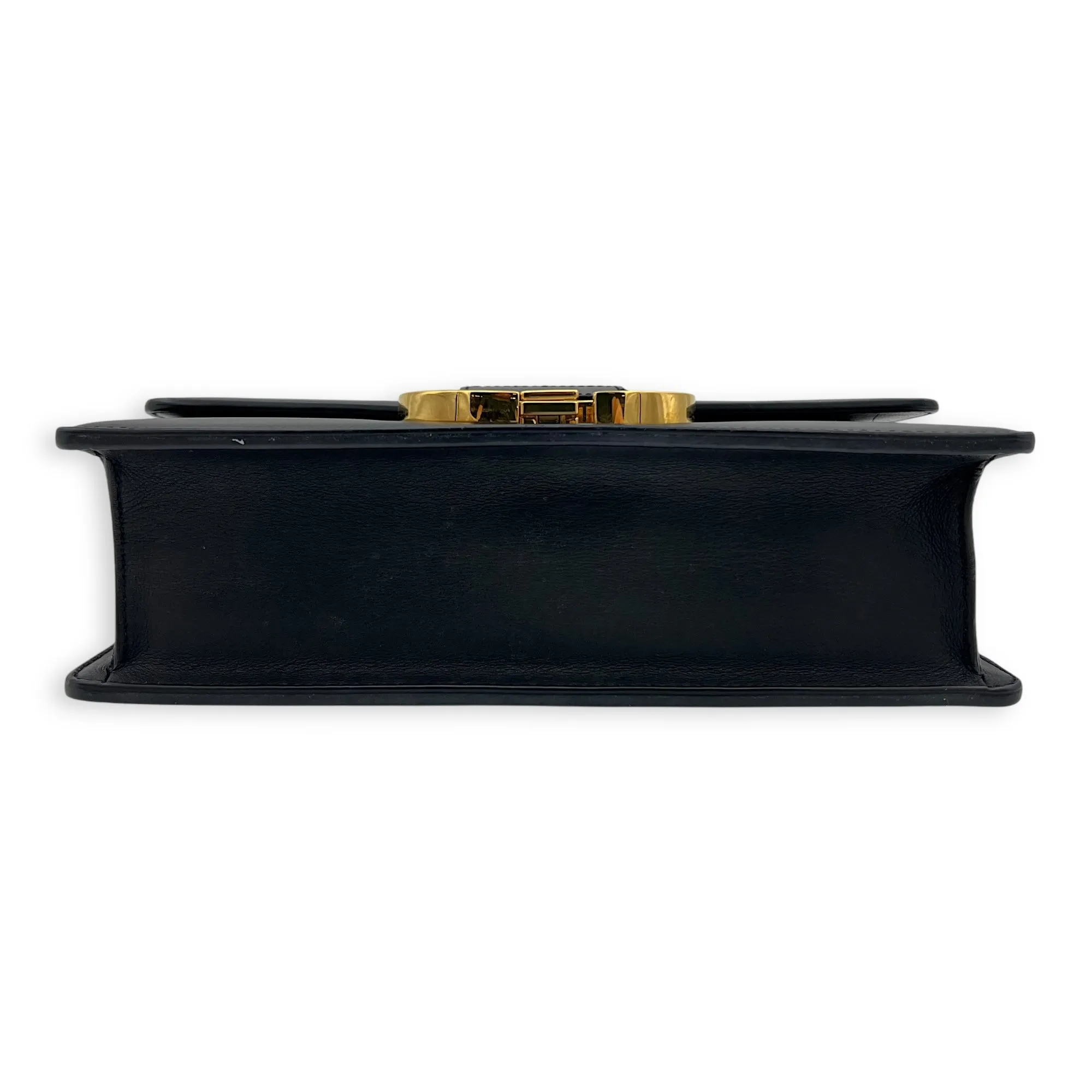 30 Montaigne Medium Black Crossbody Bag in Calfskin, Gold hardware