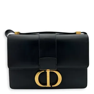 30 Montaigne Medium Black Crossbody Bag in Calfskin, Gold hardware
