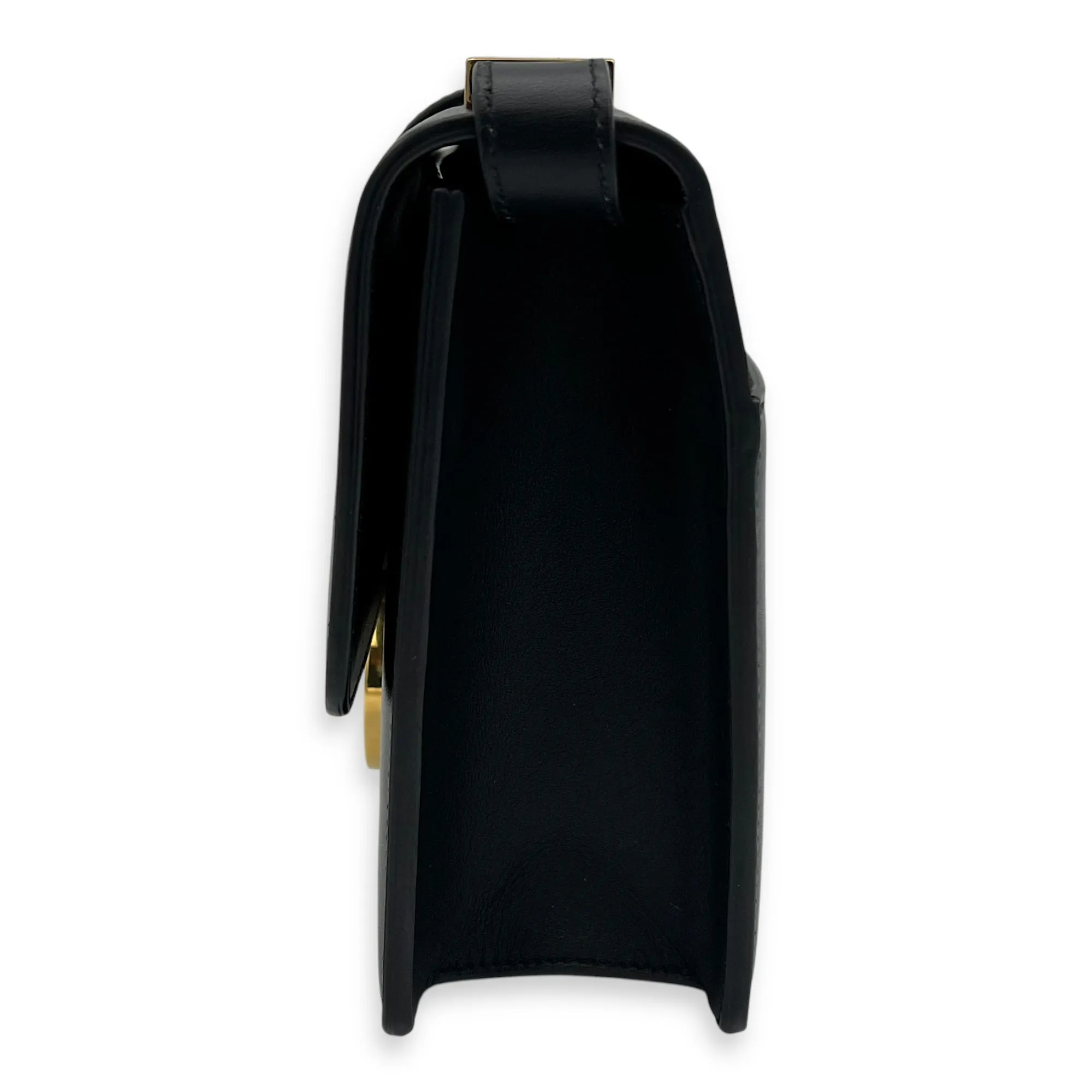 30 Montaigne Medium Black Crossbody Bag in Calfskin, Gold hardware