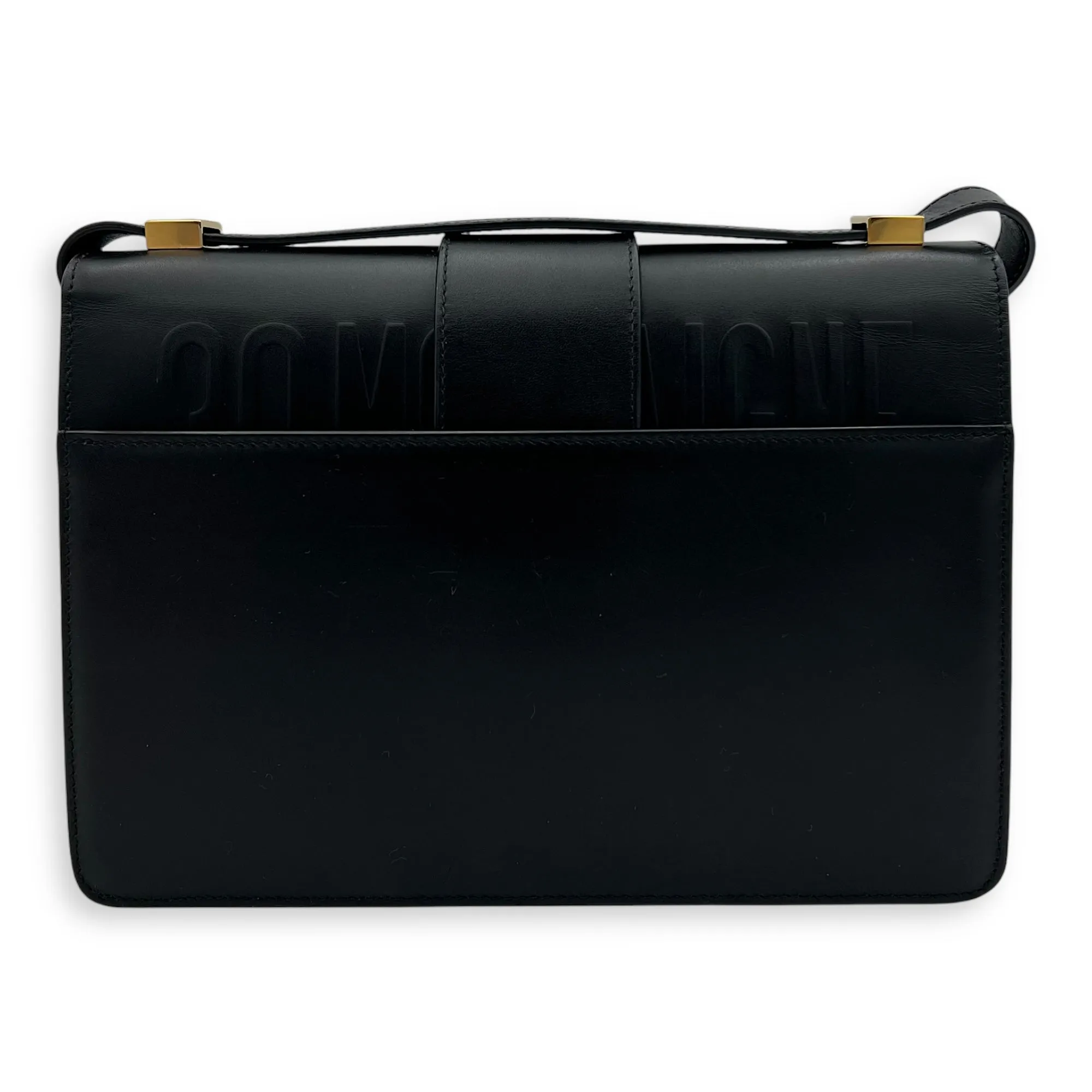 30 Montaigne Medium Black Crossbody Bag in Calfskin, Gold hardware