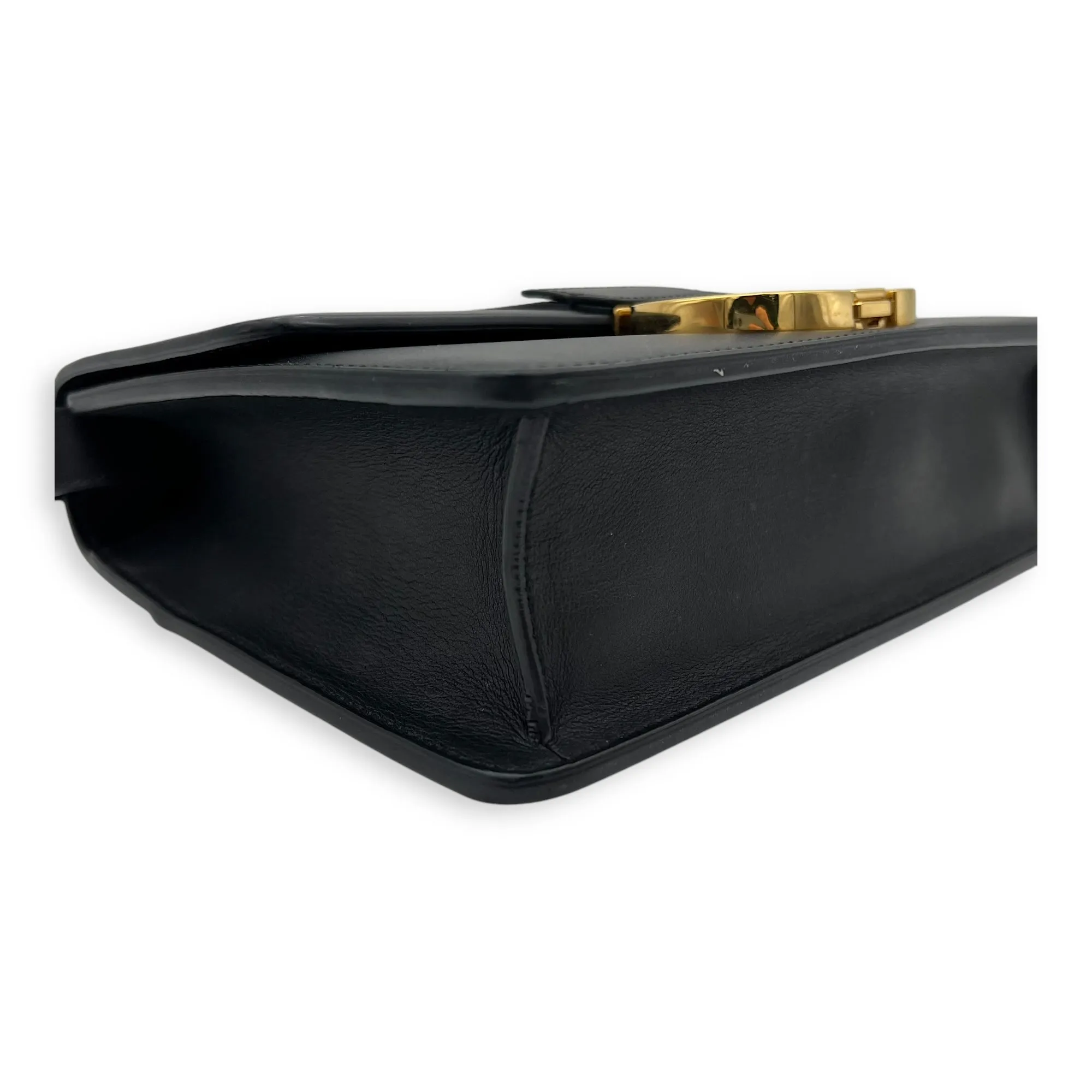 30 Montaigne Medium Black Crossbody Bag in Calfskin, Gold hardware