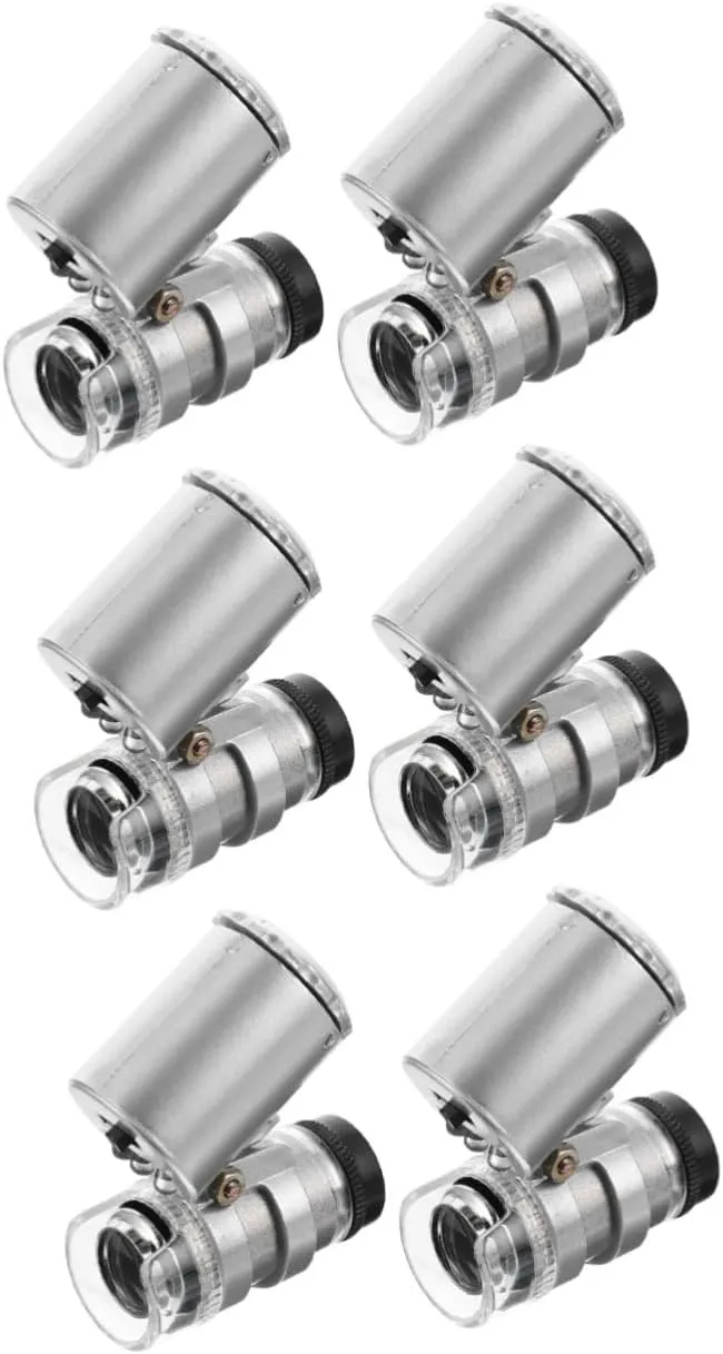 3sets Mini Microscope LED Magnifier Portable Jewelry Inspection Tool for Currency Coins Stamps and Collectibles Lightweight Design for and Storage 2pcs*3