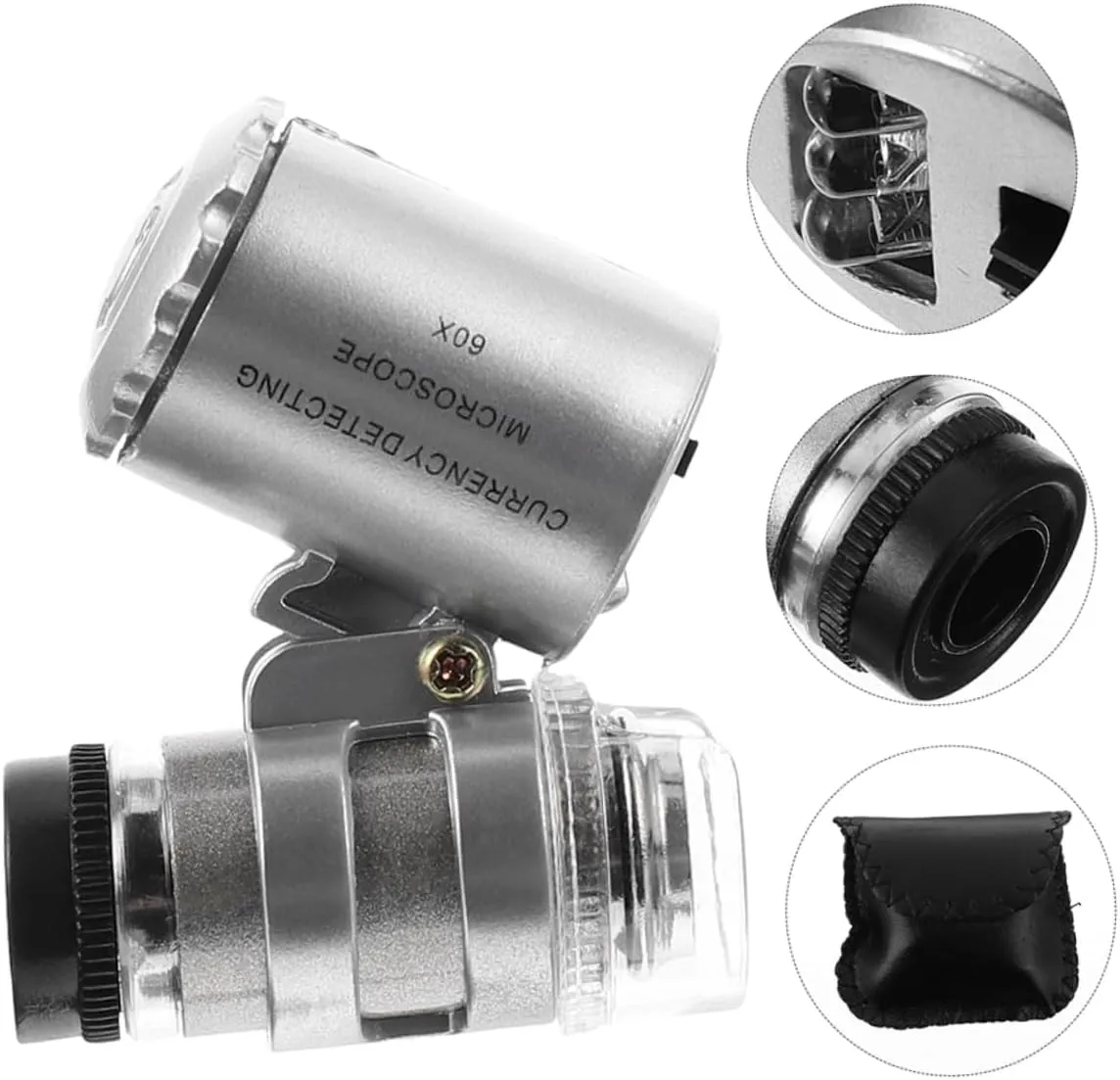 3sets Mini Microscope LED Magnifier Portable Jewelry Inspection Tool for Currency Coins Stamps and Collectibles Lightweight Design for and Storage 2pcs*3