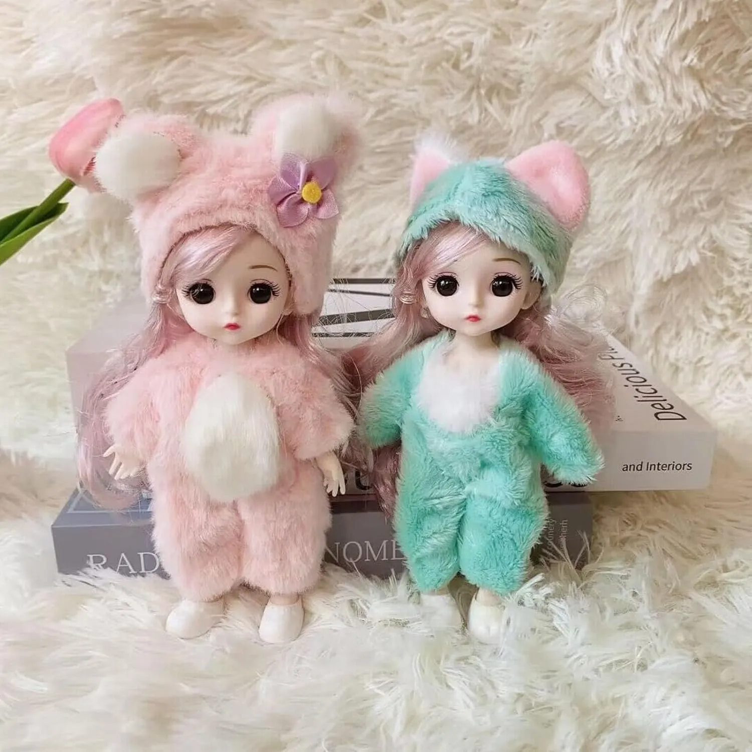 4 Pcs 6 Inch Princess Girl Mini Cute Dolls, Sister Small Princess, Miniature Little Girl for 3  Year Old Girls