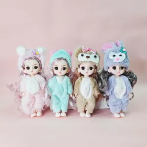 4 Pcs 6 Inch Princess Girl Mini Cute Dolls, Sister Small Princess, Miniature Little Girl for 3  Year Old Girls