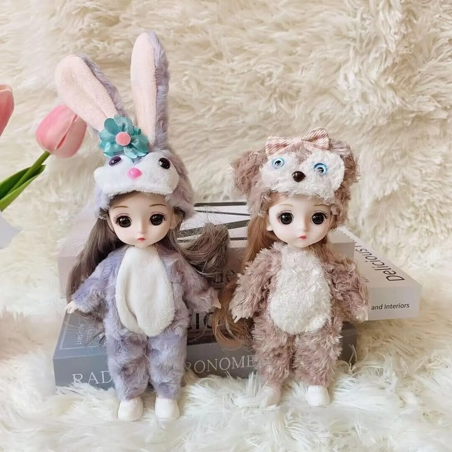 4 Pcs 6 Inch Princess Girl Mini Cute Dolls, Sister Small Princess, Miniature Little Girl for 3  Year Old Girls