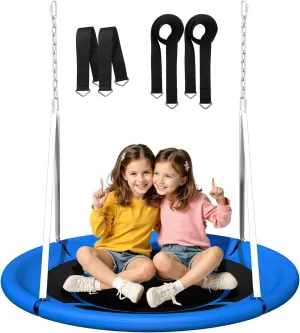 45-Inch Saucer Tree Swing for Adults & Kids, 700LBS Textilene Waterproof & Wear-Resistant Flying Swing with Hanging Strapes & Heavy-Duty Metal Adjustable Chains for Outdoor & Indoor