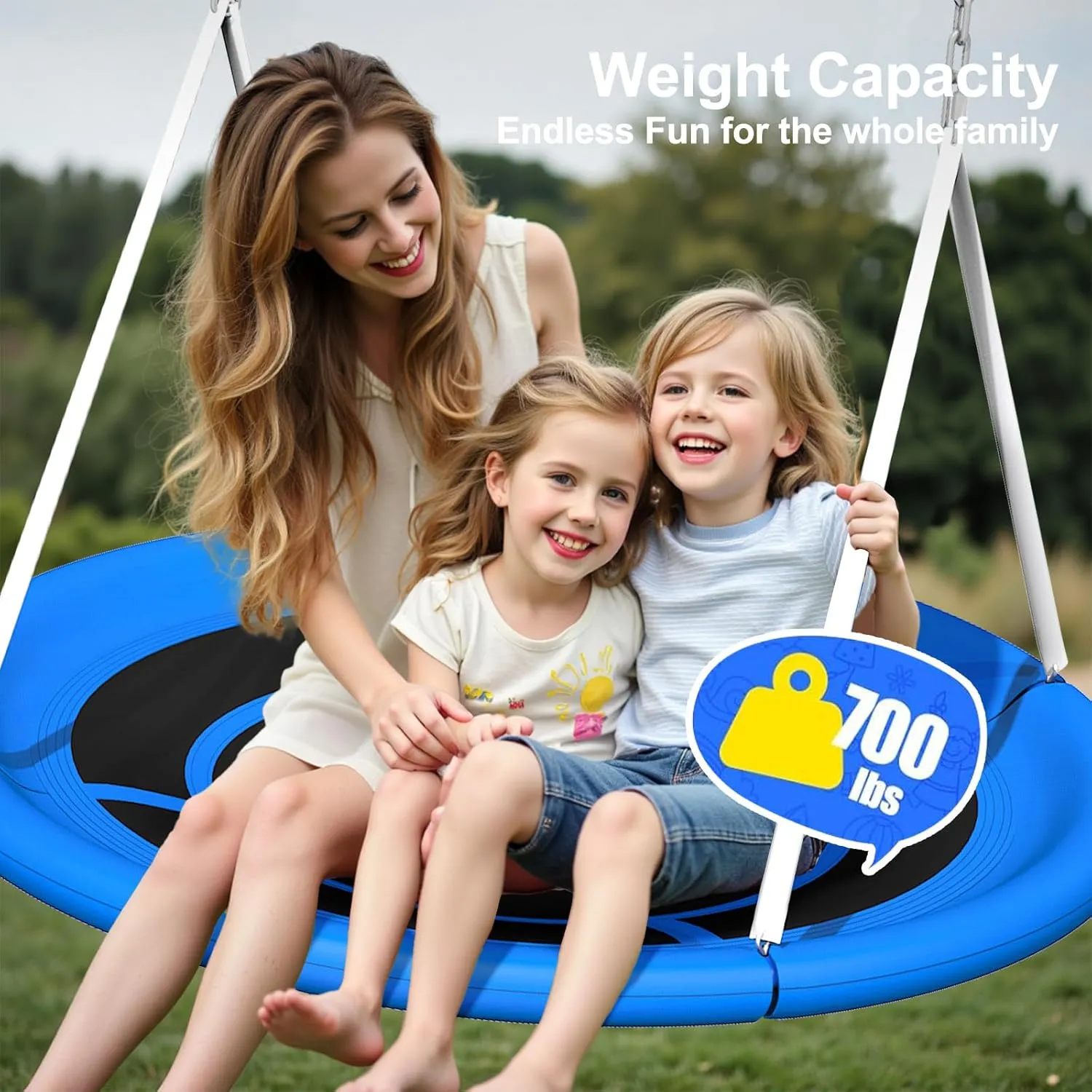 45-Inch Saucer Tree Swing for Adults & Kids, 700LBS Textilene Waterproof & Wear-Resistant Flying Swing with Hanging Strapes & Heavy-Duty Metal Adjustable Chains for Outdoor & Indoor