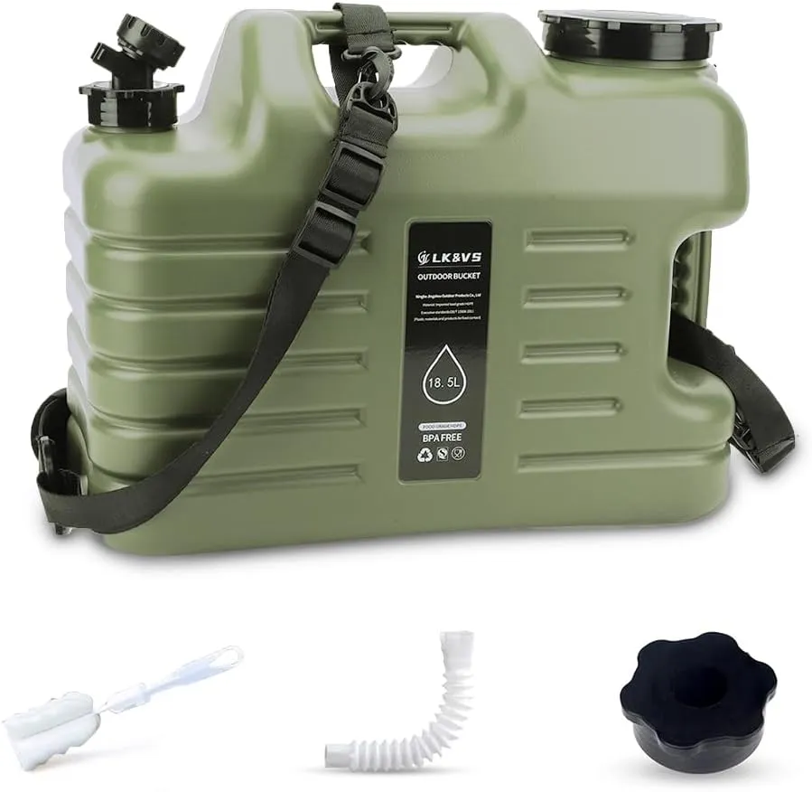 5 Gallon BPA-Free Water Jug - Leak-Proof Portable Camping Water Container with Spigot, Emergency Water Storage for Hiking, Picnics & Outdoor Adventures