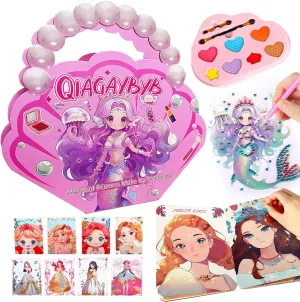 5 in 1 Princess Art Craft Kits, Dress Up Game Set, Foil Art & Diamond Painting, Makeup DIY Activity, Ideal Toys for Girls Easter Gift