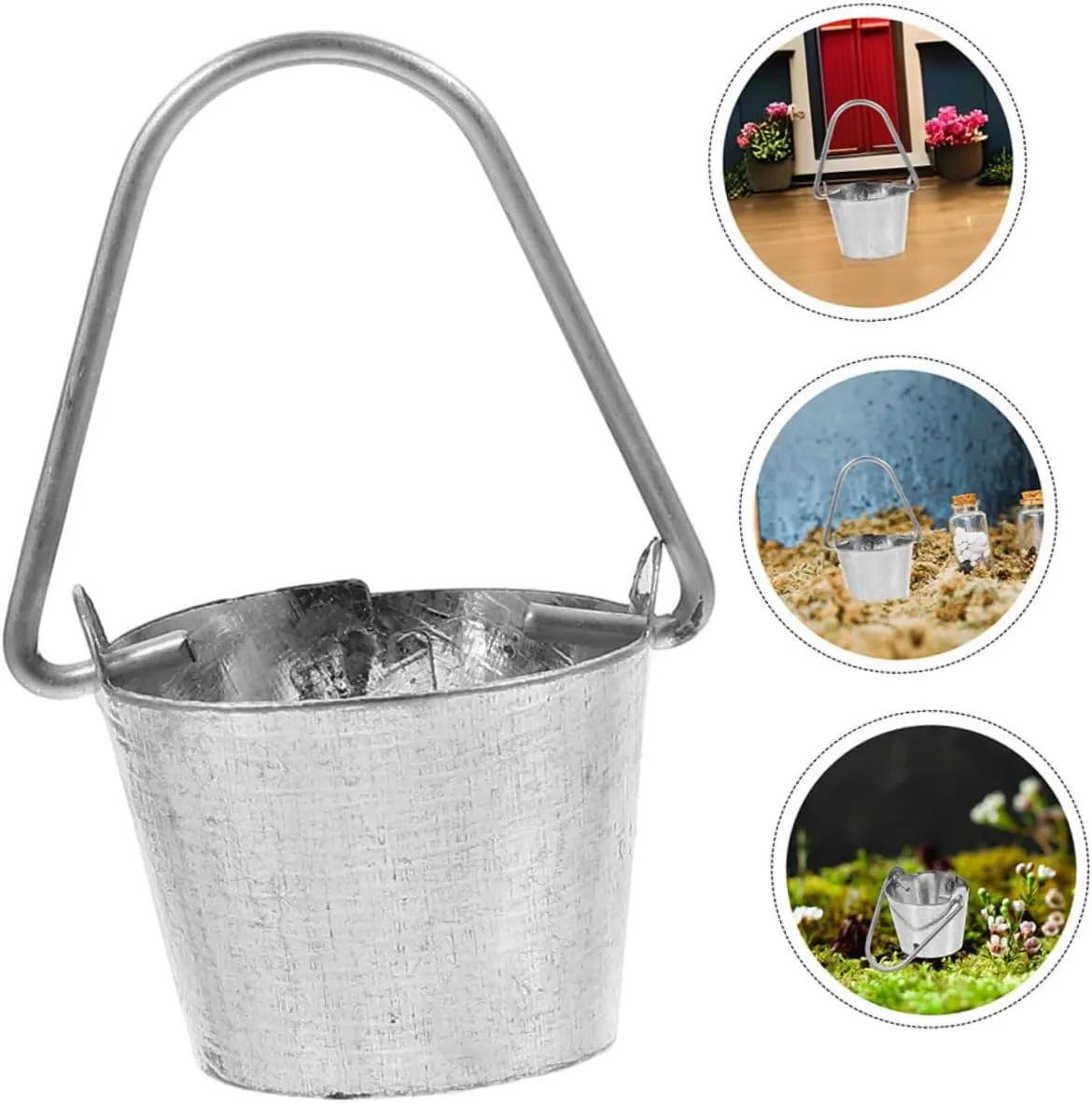 60pcs Miniature Bucket Model Cute Iron Water Bucket Ornaments for Dollhouse and Garden Landscape Decor for Miniature Gardens and Photography