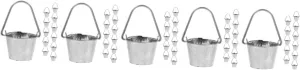 60pcs Miniature Bucket Model Cute Iron Water Bucket Ornaments for Dollhouse and Garden Landscape Decor for Miniature Gardens and Photography
