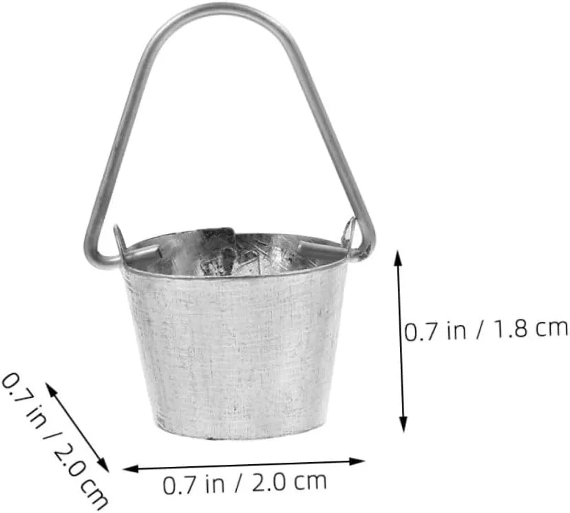 60pcs Miniature Bucket Model Cute Iron Water Bucket Ornaments for Dollhouse and Garden Landscape Decor for Miniature Gardens and Photography