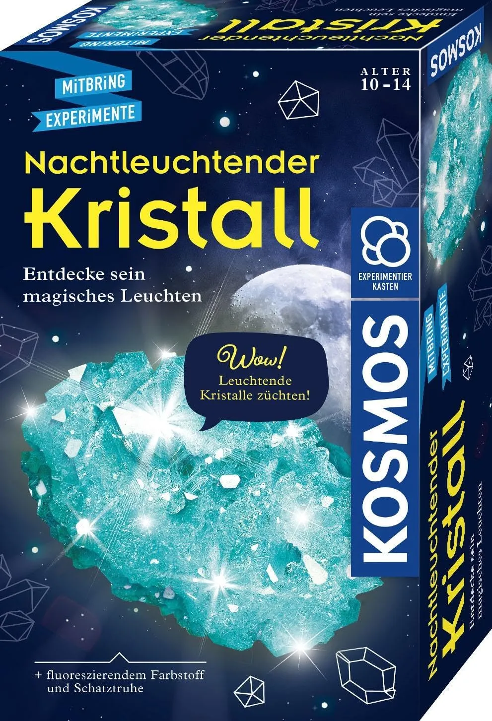 658007 Glow-in-The-Dark Crystal, Grow Crystals Yourself with Treasure Chest, Experiment Set for Children from 10-14 Years, Decorative Gift, Teal/Turquoise Green