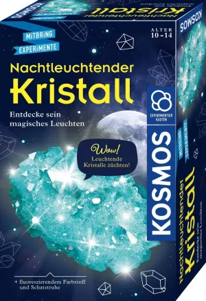 658007 Glow-in-The-Dark Crystal, Grow Crystals Yourself with Treasure Chest, Experiment Set for Children from 10-14 Years, Decorative Gift, Teal/Turquoise Green