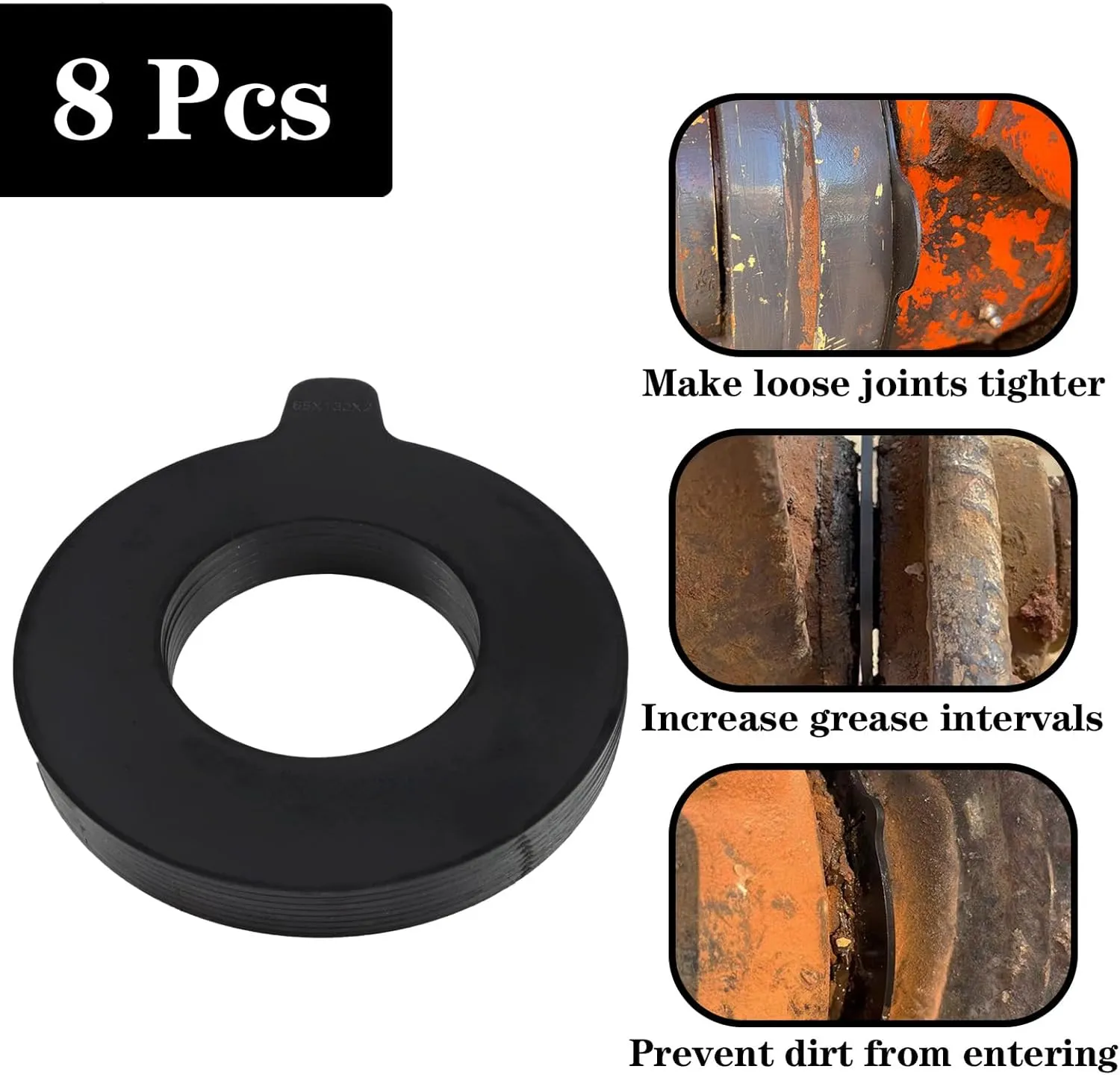 8 x 65mm Bucket Pin Shim Kit for Excavator and Skid Steer 2mm Thickness Fit for Cat Deere Kobelco Hitachi Case