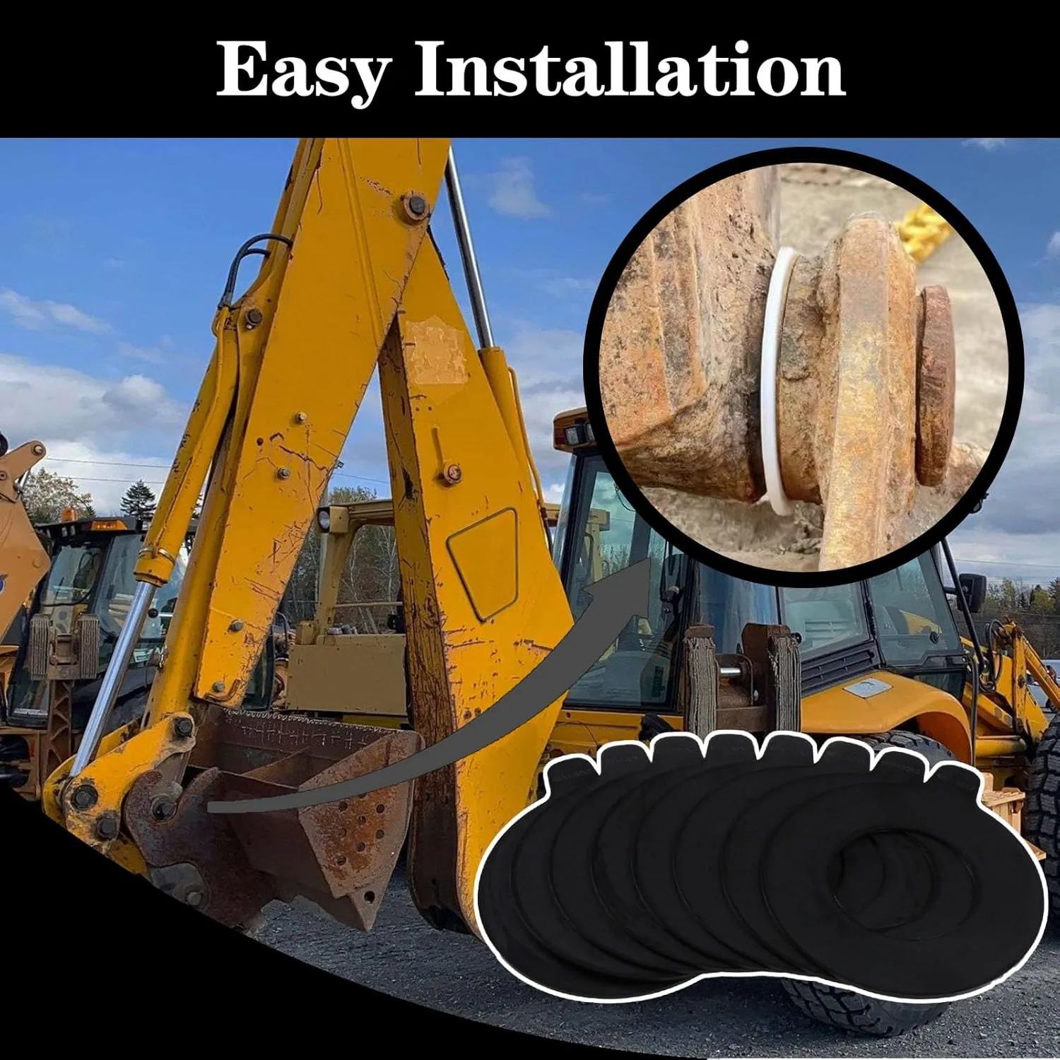 8 x 65mm Bucket Pin Shim Kit for Excavator and Skid Steer 2mm Thickness Fit for Cat Deere Kobelco Hitachi Case