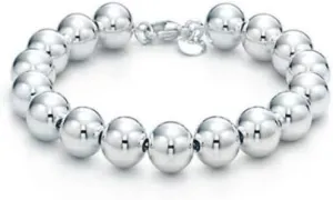 925 Sterling Silver 4MM-10M Italian Bead Ball Chain Bracelet- Handmade Bead Italian Bracelet, Silver Bead Bracelet For Women, 6.5, 7, 7.5, 8 Inch Bracelets