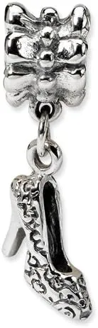 .925 Sterling Silver High Heel Shoe Dangle Bead