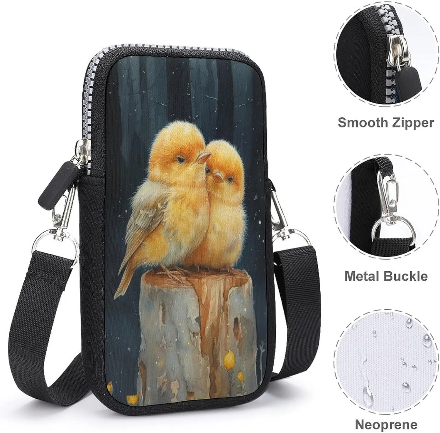 Abstract Impressionism Parrots Crossbody Mobile Phone Bag Smartphone Bag With Adjustable Strap