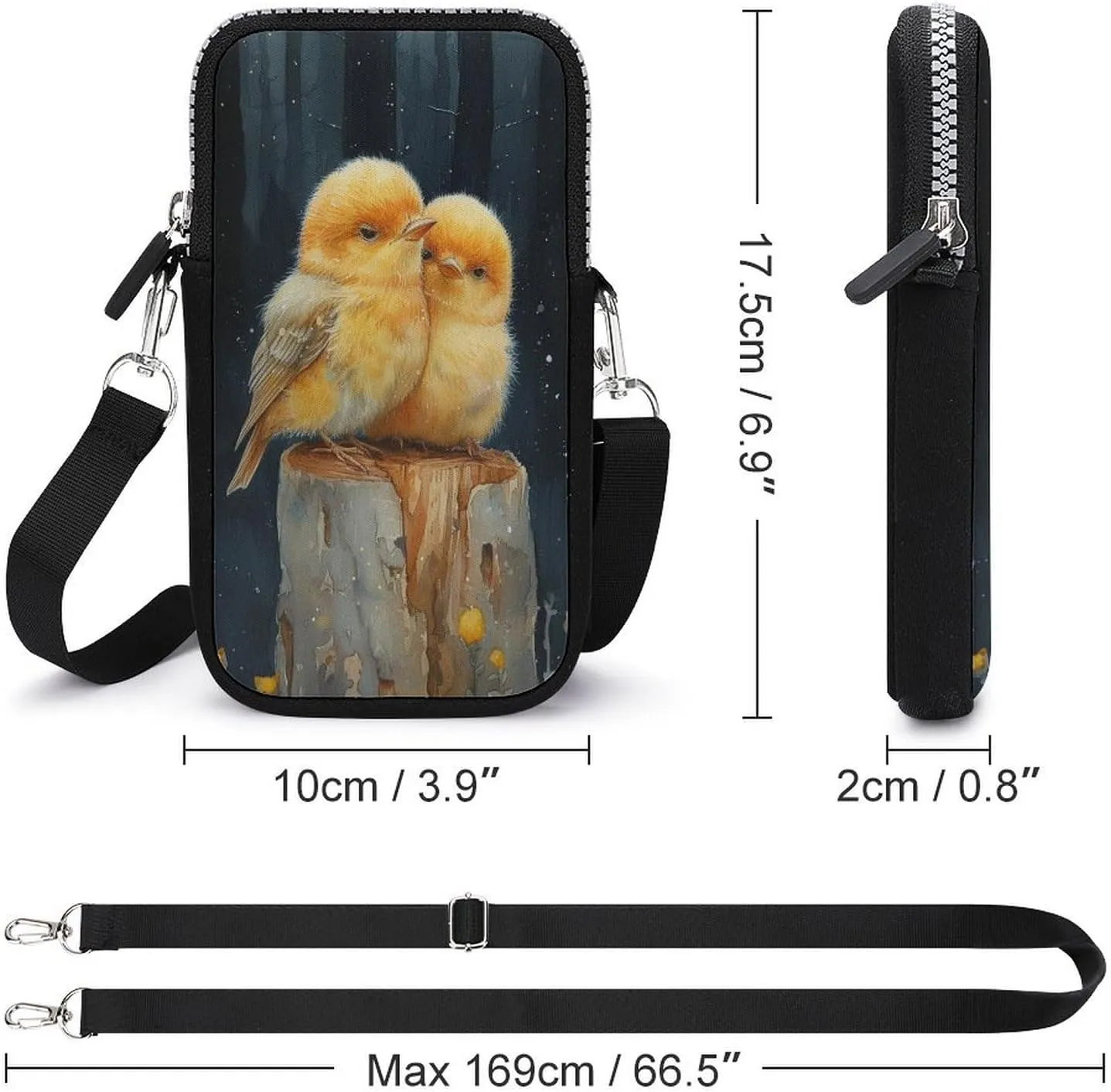 Abstract Impressionism Parrots Crossbody Mobile Phone Bag Smartphone Bag With Adjustable Strap