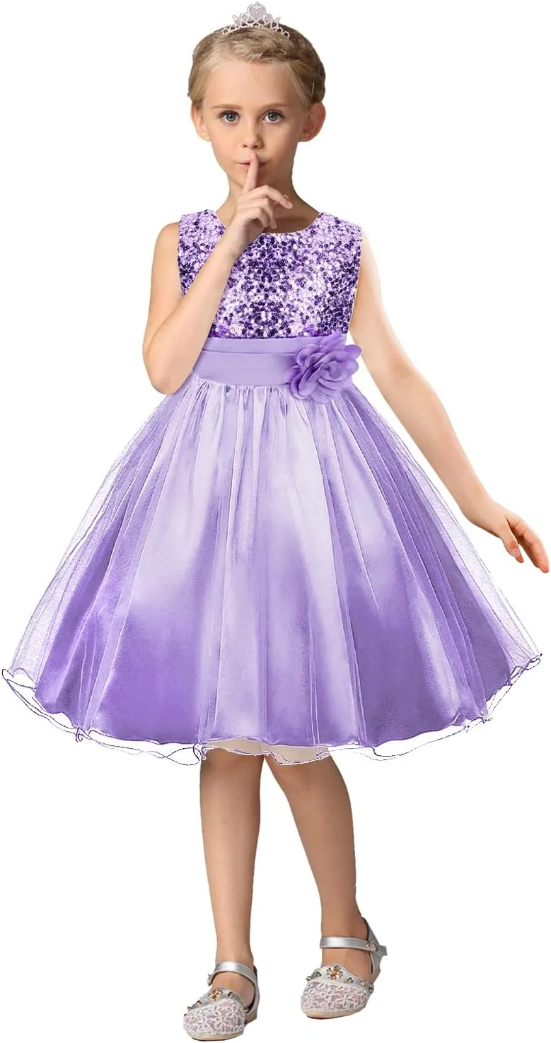 Acecharming Girls Dresses Sequin Flower Girls Party Dress Bridesmaid Ball Gown Wedding Tulle 3-10 Years