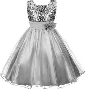 Acecharming Girls Dresses Sequin Flower Girls Party Dress Bridesmaid Ball Gown Wedding Tulle 3-10 Years