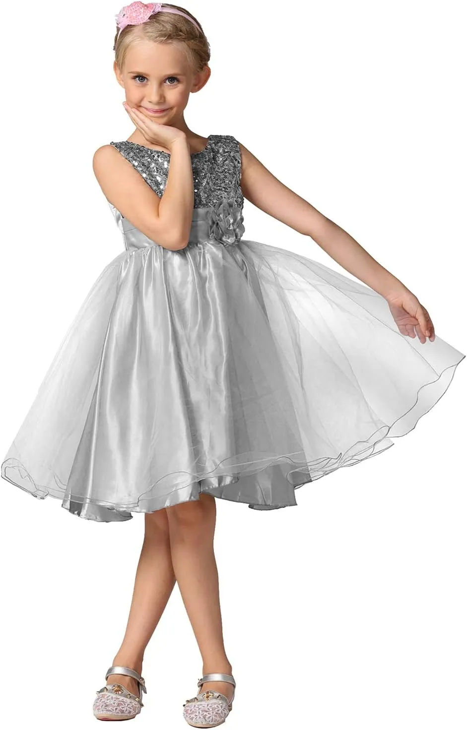 Acecharming Girls Dresses Sequin Flower Girls Party Dress Bridesmaid Ball Gown Wedding Tulle 3-10 Years