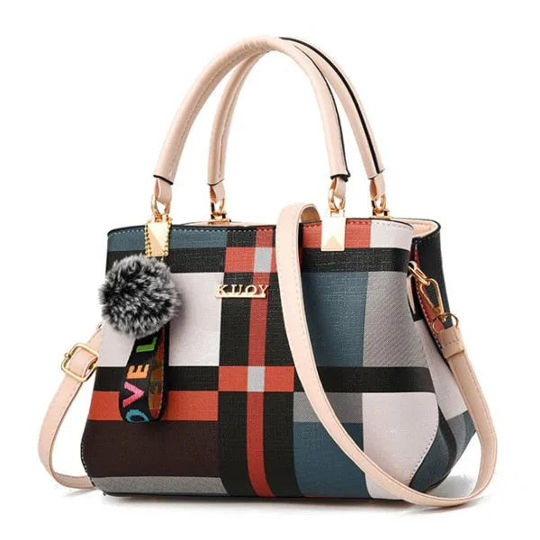 ACELURE New Casual Plaid Shoulder Bag Fashion Stitching Wild Messenger Brand Female Totes Crossbody Bags Women Leather Handbags